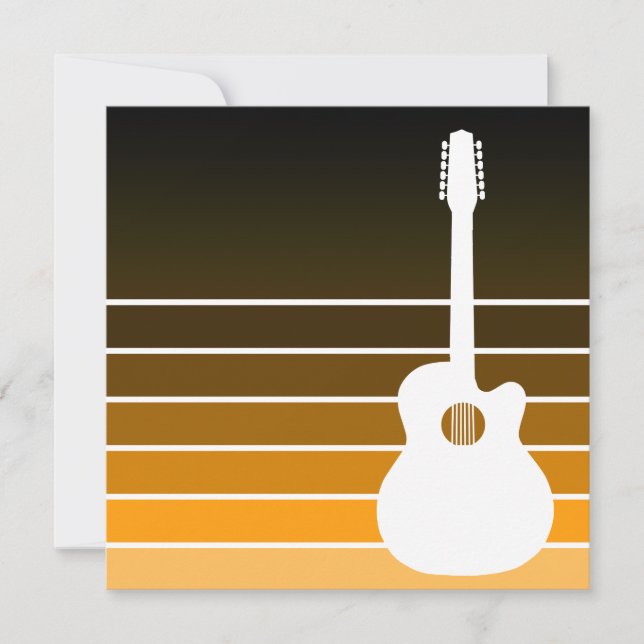 acoustic guitar silhouette : amber fade invitation (Front)