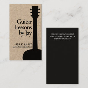 Acoustic Guitar Teacher Guitarist Kraft  Business Card
