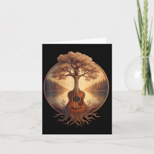 Acoustic Guitar Tree Lake Guitarist Country Music Card