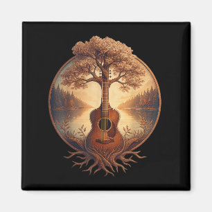 Acoustic Guitar Tree Lake Guitarist Country Music Magnet