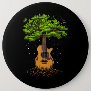 Acoustic Guitar Tree Of Life 6 Cm Round Badge