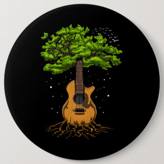 Acoustic Guitar Tree Of Life 6 Cm Round Badge