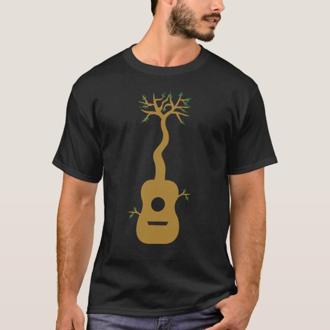 Acoustic Guitar Tree Of Life Guitar Player Nature  T-Shirt (Front)