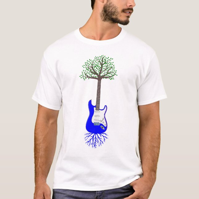 Acoustic Guitar Tree Of Life Guitar Player Nature  T-Shirt (Front)