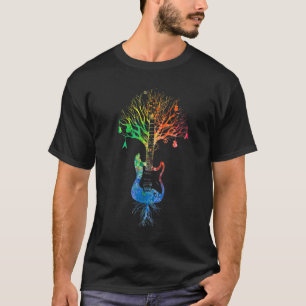 Acoustic Guitar Tree Of Life Nature Vintage Music T-Shirt