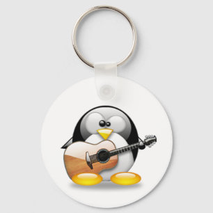 Acoustic Guitar Tux (Linux Tux) Key Ring