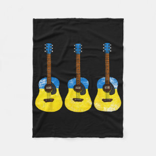 Acoustic Guitar Ukrainian Flag Ukraine Guitarist M Fleece Blanket