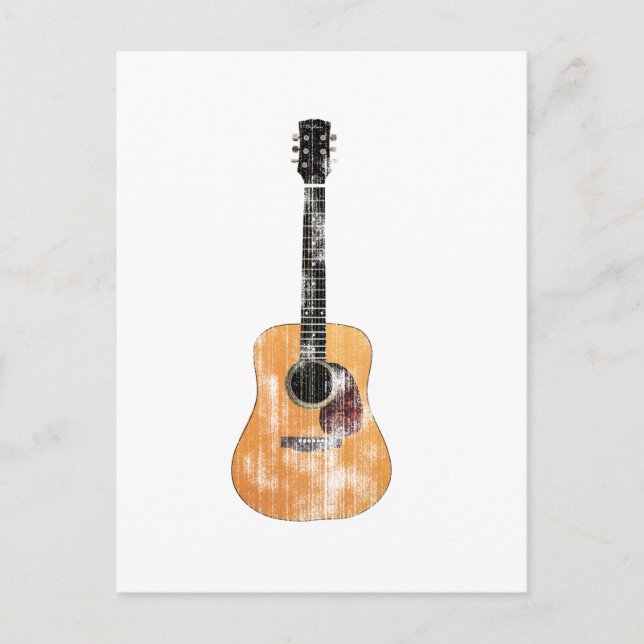 Acoustic Guitar vertical distressed Postcard (Front)