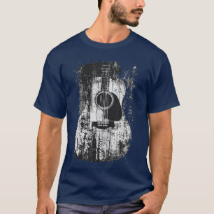 Acoustic Guitar Vintage Distressed Rock Roll Music T-Shirt