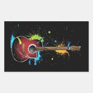 Acoustic guitar with paint splatters stickers