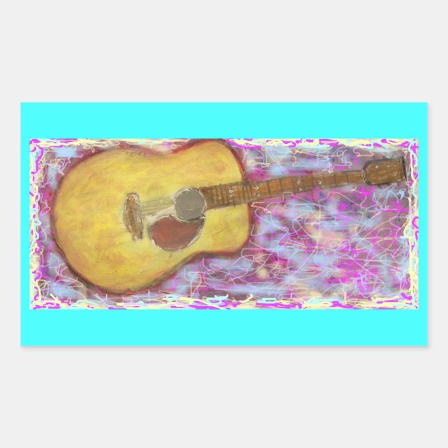 acoustic guitar with yellow patina rectangular sticker (Front)