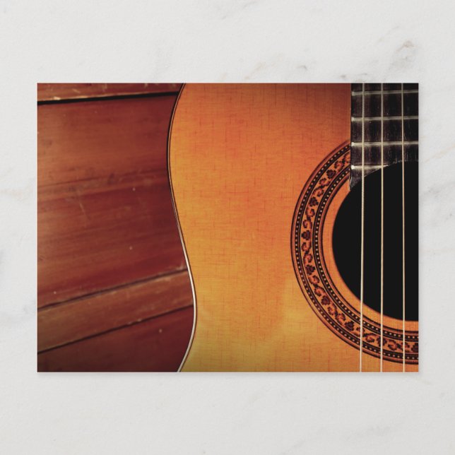 Acoustic Guitar wooden music instrument art Postcard (Front)