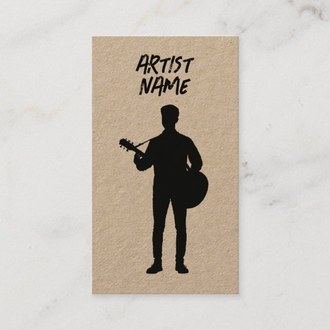 Acoustic Guitarist Musician Singer Artist Male Business Card (Front)
