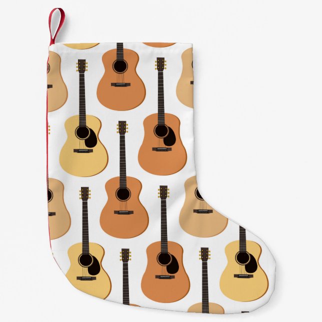 Acoustic Guitars Pattern Small Christmas Stocking (Front)