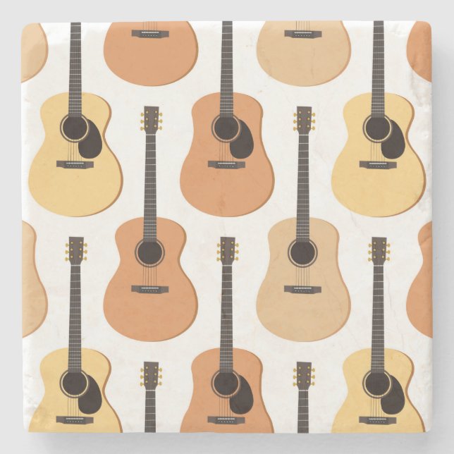 Acoustic Guitars Pattern Stone Coaster (Front)