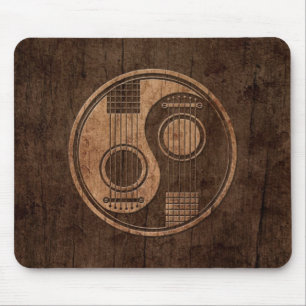 Acoustic Guitars Yin Yang with Wood Grain Effect Mouse Mat