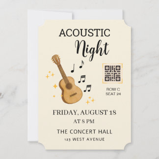 Acoustic Music Event Ticket Pass with QR Code Invitation