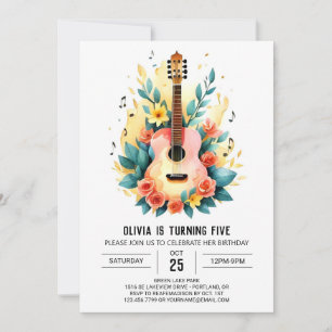 Acoustic Musician's Guitar Birthday Invitation