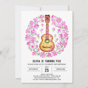  Acoustic Musician's Guitar Birthday  Invitation