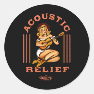 Acoustic Relief Cute Tropical Guitar Music Tattoo Classic Round Sticker
