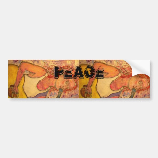acoustic rock girl Peace Bumper Sticker (Front)
