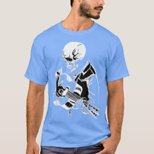 Acoustic Rock Music Skeleton Head Playing Guitar T-Shirt