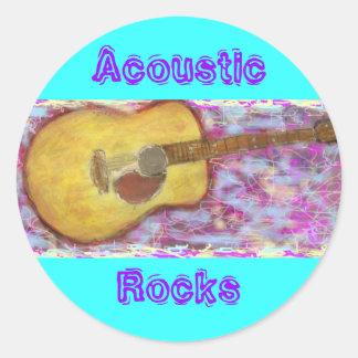 Acoustic Rocks Guitar Classic Round Sticker