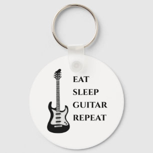 Acoustic Vintage Guitar With Musician Custom Name Key Ring