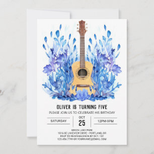 Acoustic Whimsical Guitar Boy Birthday Invitation