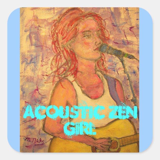 Acoustic Zen Girl Square Sticker (Front)