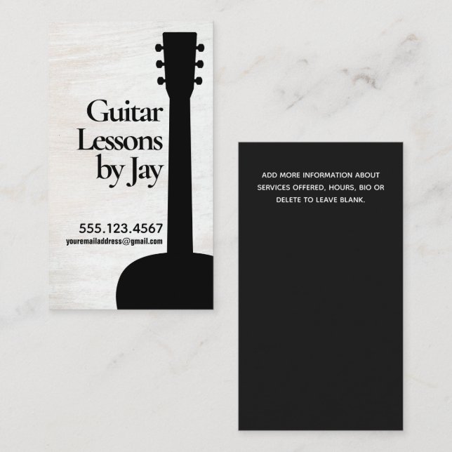 Acoustical Guitar Teacher Business Card (Front/Back)