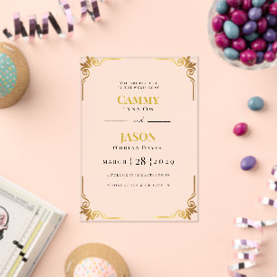 ACRILIC Invitation Wedding Gold Corner Frame 