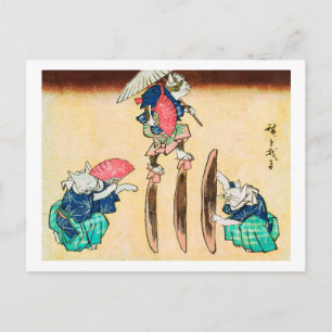 Acrobat Cat, Hiroshige, Ukiyo-e Postcard