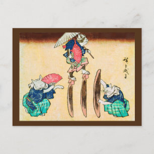 Acrobat Cat, Hiroshige, Ukiyo-e Postcard