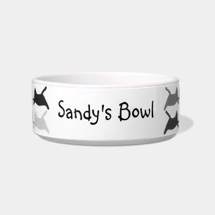 Acrobat Cats Black and Grey, Personalised Pet Dish