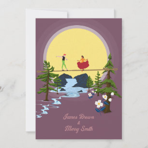 Acrobatic Couple in Love Peaceful Scenery Wedding Invitation