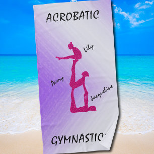 Acrobatic Gymnastics Beach Towel w/ Up To 3 Names