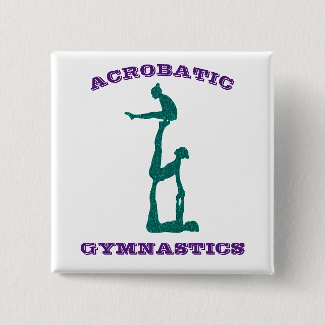 Acrobatic Gymnastics - Girls Acro Purple and Teal 15 Cm Square Badge (Front)