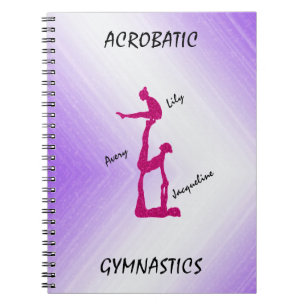 Acrobatic Gymnastics Gradient w/ Up To 3 Names   Notebook