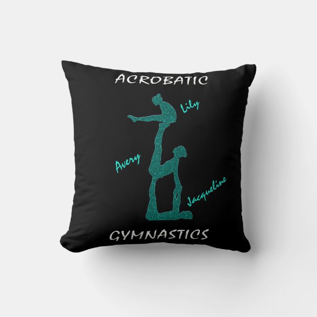 Acrobatic Gymnastics Throw Pillow w/ up to 3 Names (Front)