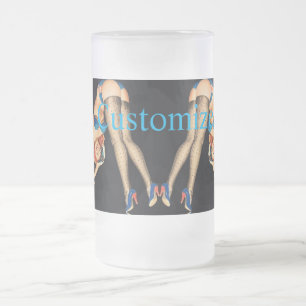 Acrobatic Vintage Pinups Thunder_Cove Frosted Glass Beer Mug