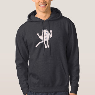 Acrobatically jumping white athlete cat hoodie