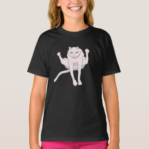 Acrobatically jumping white athlete cat T-Shirt