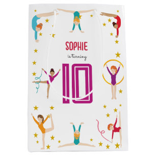 Acrobatics and gymnastics sport girl birthday medium gift bag