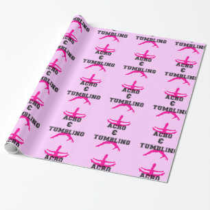 Acrobatics and Tumbling pink wrapping paper