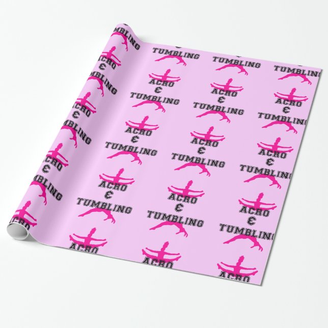Acrobatics and Tumbling pink wrapping paper (Unrolled)