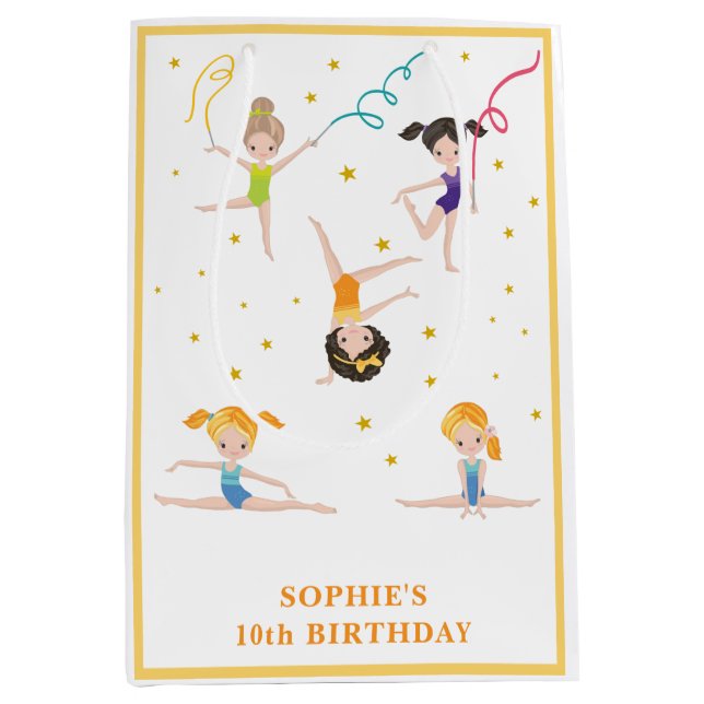 Acrobatics fun birthday kids  medium gift bag (Front)