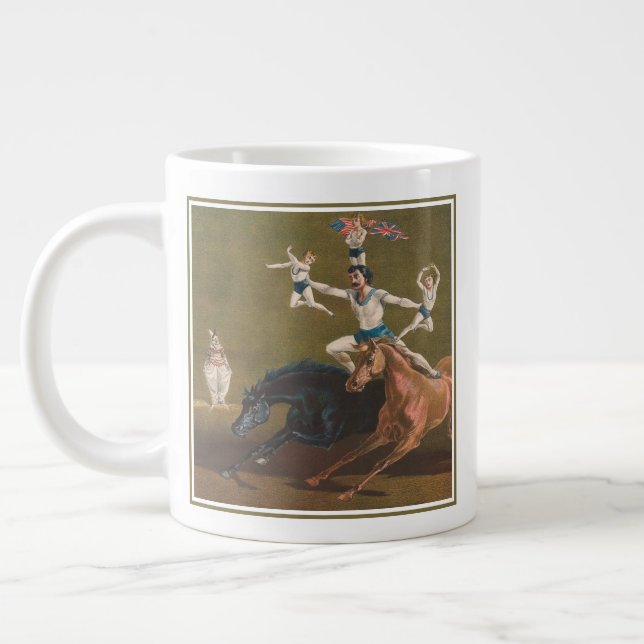 Acrobats On Horseback. Large Coffee Mug (Left)