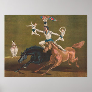 Acrobats On Horseback. Poster