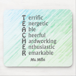 Acronym for Teachers Name Green Blue Abstract   Mouse Mat